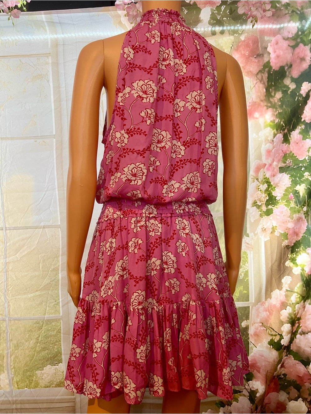 A.L.C. Pink Floral Smocked-Neck Blouse - Picture 5 of 7